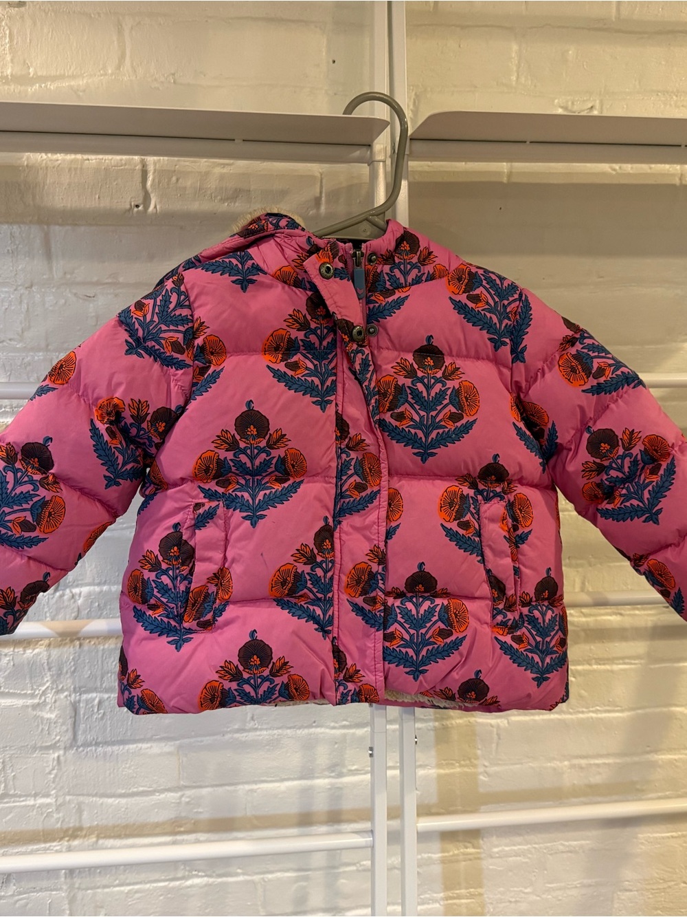 Pink Chicken. Fleece lined puffer. 2Y.